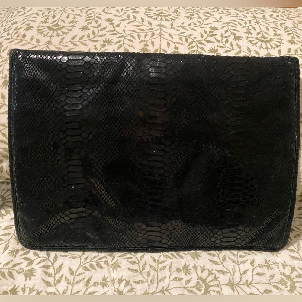 Michael Kors Black Snakeskin Textured Clutch - Picture 3 of 5